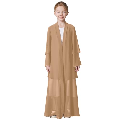 Kids Abaya Dress for Girls Muslim Dress with Hijab Chiffon