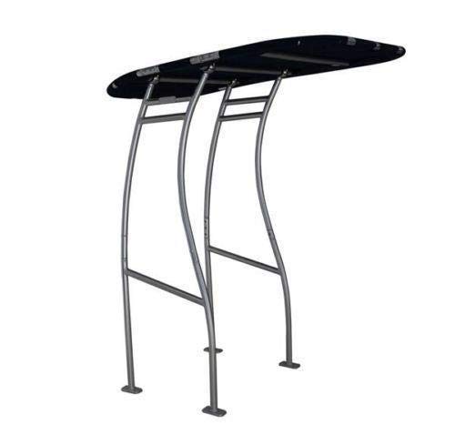 Dolphin Pro T-Top - Folding Center Console Fishing Boat Tower-Black Canopy, Marine Anodized Aluminum Collapsible TTOP, Centre Fold Down Shade Roof