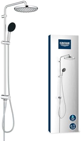GROHE Vitalio 250, Duschset ohne Armatur, wassersparend, 8l pro Min (Regendusche für vorhandene Duscharmaturen, Duschkopf 2 Strahlarten, Duschstange 104cm, Duschsystem), rund, chro