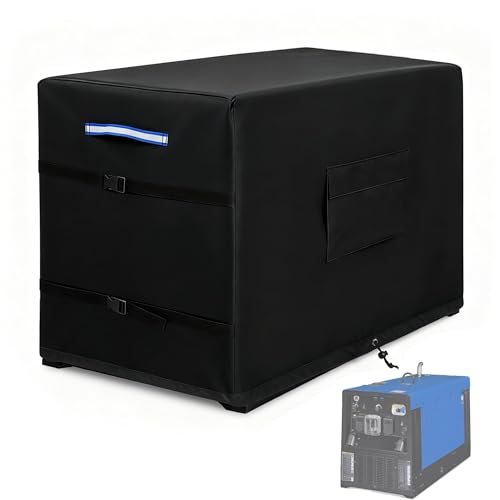 Heavy Duty 600D Welder Generator Cover Fit for 230/265/325/225 Series Waterproof Engine Driven Welder Cover 42x22x30 - PU Welding Machine Protector with Side Pocket & Drawstring