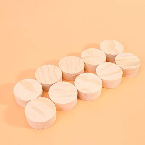 Ciieeo 10pcs Unfinished Round Wooden Block Unpainted Wood Cylinder DIY Wooden Craft Wood Blocks Wooden Round Slices for DIY Arts and Craft (5x2cm)