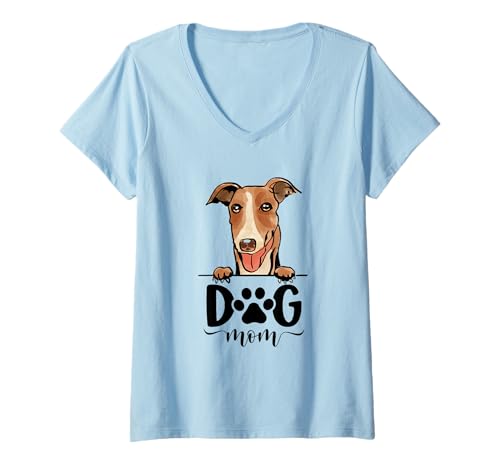 Donna Sbirciando Jack Russell Terrier Dog Mom Puppy Lover Festa della mamma Maglietta con Collo a V