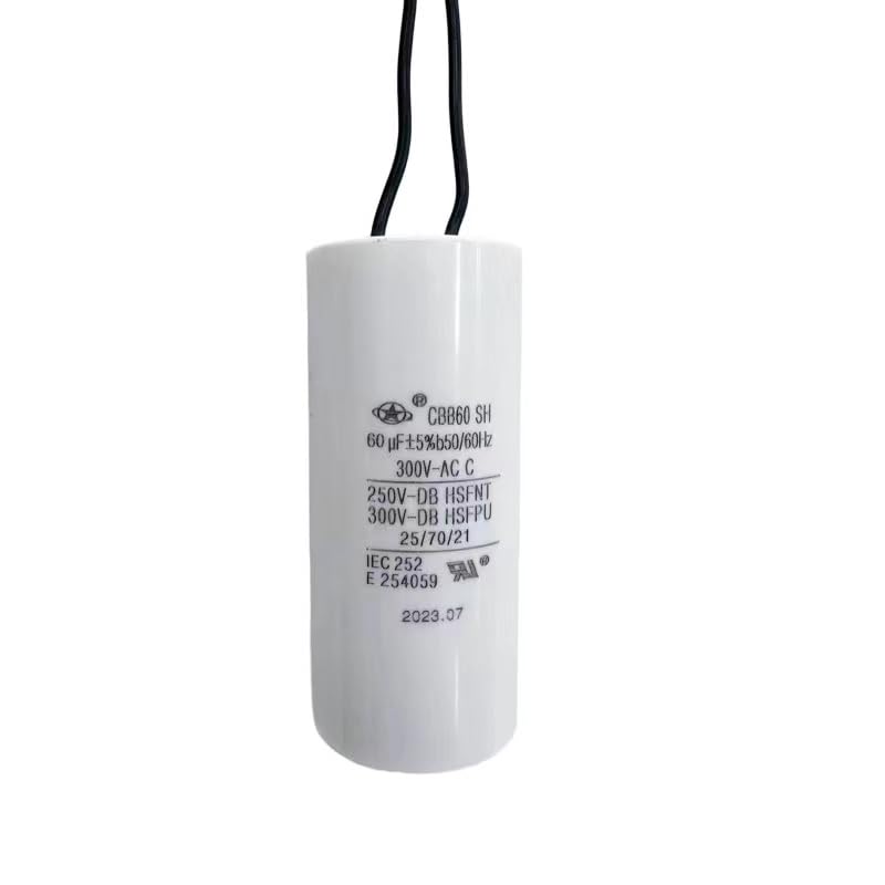 CBB60 Operating Capacitor 60uF 300V AC 2-Wire 50/60Hz Cylinder 41x94mm, Used for Motor Blower air Compressor and air Conditioner Compressor Replacement Part.