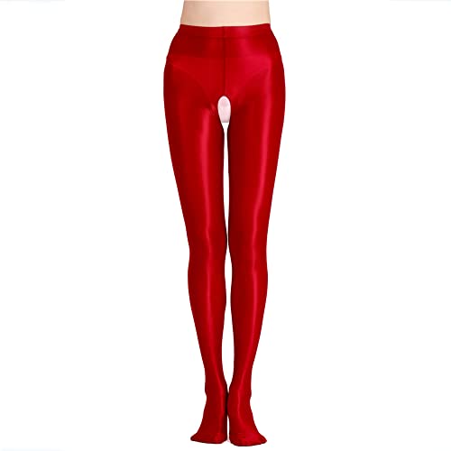 Image of cloudmall Women Sexy Semi Opaque Pantyhose Running Tights Yoga Leggings Oil Shiny Stocking