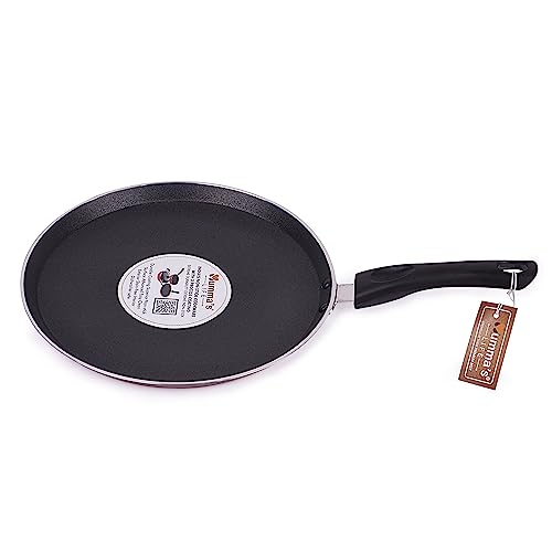 Image of Mumma's LIFE Non Stick Dosa Tawa with Sturdy Riveted and Bakelite Handle (Induction and Gas Stove Friendly), Non Toxic and PFOA Free, 24 Months Warranty (25CM, RED)