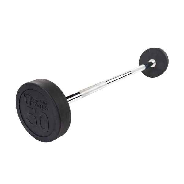 Body-Solid (SBB50) Rubber Coated Fixed Weights Straight Barbell - Weighted Bar for Weightlifting Exercise, Bodybuilding, Strength Training, Squat Rack & Bench Press, 50lb