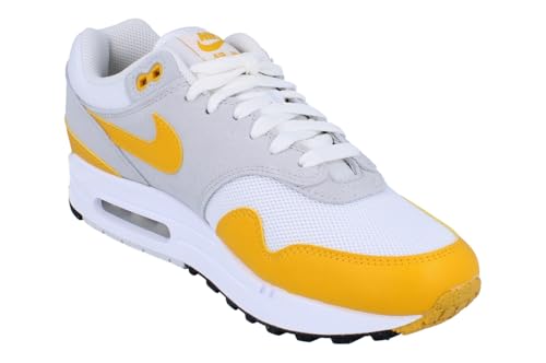 Nike Air Max 1 Essential Men's Shoes (FZ5808-100, White/Pure Platinum/Black/University Gold) Size 94