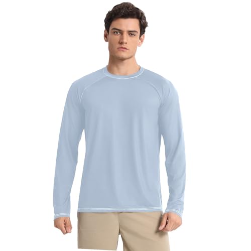 Light Steel Blue Men's UPF 50+ Quick Drying Long Sleeve Men's Sun Shirt Long Sleeve Running