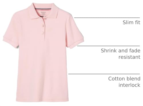 Image of French Toast Girls' Short Sleeve Picot Collar Polo School Uniform Shirt (Standard and Plus)