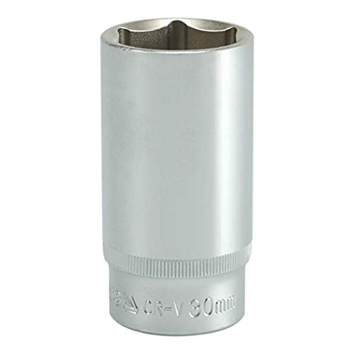Image of Yato YT-1239 Hexagonal Deep Socket of Size 30mm & Length 76mm Suitable for Socket Wrench Set CRV 50BV30 Chromium Satin Plated Steel