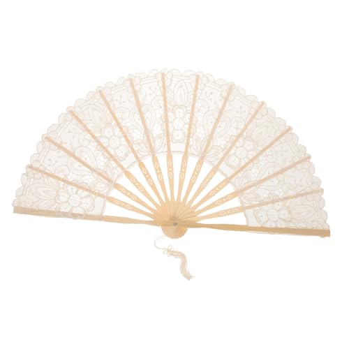 Garneck Abanico Portátil Mano De Abanico Ventilador Sin Aspas Abanicos De Mano Para Mujer Abanico Abanico De Tela Plegable Ventilador De Cuello Portátil Abanico Rojo Beige De Madera