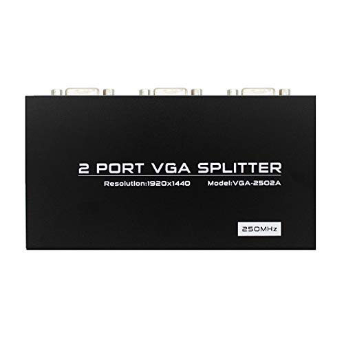 Cheap Powered 1 in 2 Out VGA Video Splitter Distribution Box Signal Copy with Power Adapter 250mhz High Resolution 1920X1440 Best Powered 1 in 2 Out VGA Video Splitter Distribution Box Signal Copy with Power Adapter 250mhz High Resolution 1920X1440