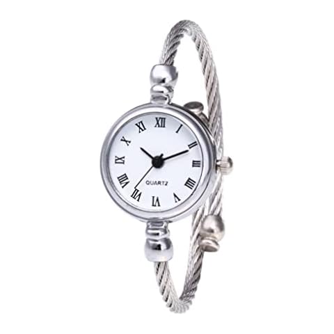 Snner Women Silver Cable Bangle Watch Cover