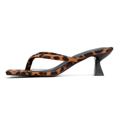 Image of Goderci Kitten Flip Flop Thong Low Heels for Women Square Open Toe Slip On Heeled Sandals