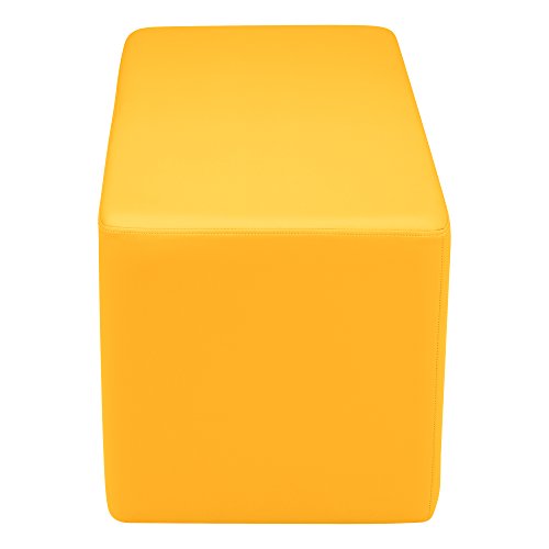 Image of Sprogs 18 inch H Structured Rectangle Stool -Flexible Modular Collaborative Soft Seating for Office, Home, Lounge and School Classrooms with Durable Frame -Yellow