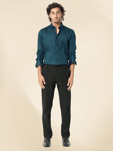 Image of IndoPrimo Men's Satin Shirt with Spread Collar Neck Line Solid Pattern Full Sleeves Regular Fit Western Style and Standard Length