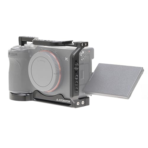 Image of Fotga A7CR A7CII Camera Cage + Top Handle for Sony A7CII A7C II A7CR Mirrorless Camera Vlog Video Shooting Film Making with 1 /4 inch-20 3 /8 inch-16 Holes Cold Shoe Mount,Arri Handle Locating Hole