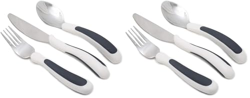Couverts pour adulte Kura Care NRS Healthcare lot de 2 sets ergonomiques inox