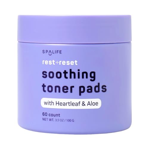 SpaLife Beauty Rest & Reset Toner Pads for Uneven Skin Tone Redness Clogged Pores Dehydrated Skin with Aloe Heartleaf & Purslane Toner Pad for Face Pre-Soaked Pads