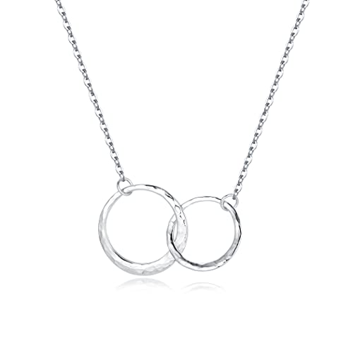 Sterling Silver Two Interlocking Circles Necklace Infinity Mother Daughter Necklace, Best Friend Sister Necklace Birthday Gift