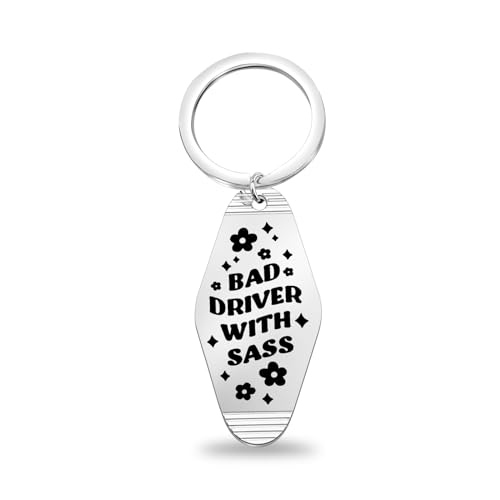 CENWA Bad Driver With Sass Motel Keychain Bad Driver Key Chain Gifts Funny Gifts