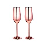 HEFUTE 2PCS 220Ml Champagne Flutes Glass Stainless Steel Shatterproof Wine Goblet Drinking Cups for