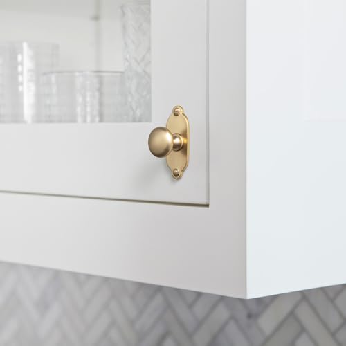 Image of Goo-Ki Champagne Bronze Zinc Alloy Cabinet Knob with Backplate - Single Hole Center Cabinet Pull Hardware for Bedroom, Kitchen, 6 Pack（8611-G013）