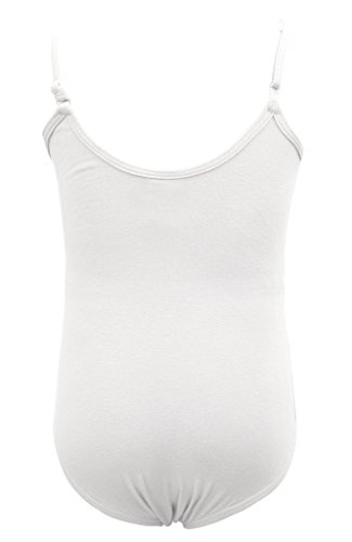 Dancina Girls Leotards Camisole - Unitard Non Slip Tank Sleeves and High Neckline 10 White - Thumbnail 3