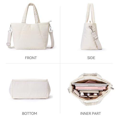 Image of KALIDI Quilted Carryall Tote Bag, Large Puffer Crossbody Women Handbags Shoulder Soft Fluffy Lightweight Travel