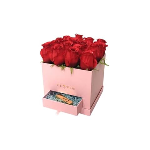 UNIKPACKAGING Square Surprise Flower/Gift Box, Size 8″x 8″x 7.5″ inch, for Luxury Style Flower Arrangement (Pink) Cover
