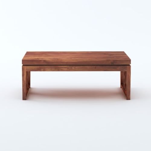 Image of MAMTA DECORATION Solid Sheesham Wood Coffee Table for Living Room | Wooden Center Table for Home, Hall, Office & Lounge | Modern Tea Table with Open Base Design |Rectangular Coffee Table, Honey Finish