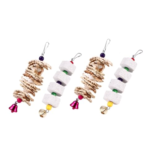 Toddmomy 4stücke Hängekauspielzeug Für Papageien Und Haustiere Beißfestes Knabberspielzeug Zum Aufhängen Im Käfig Mit Kalziumreichen Mahlsteinen Zur Zahnpflege Und Beschäftigung