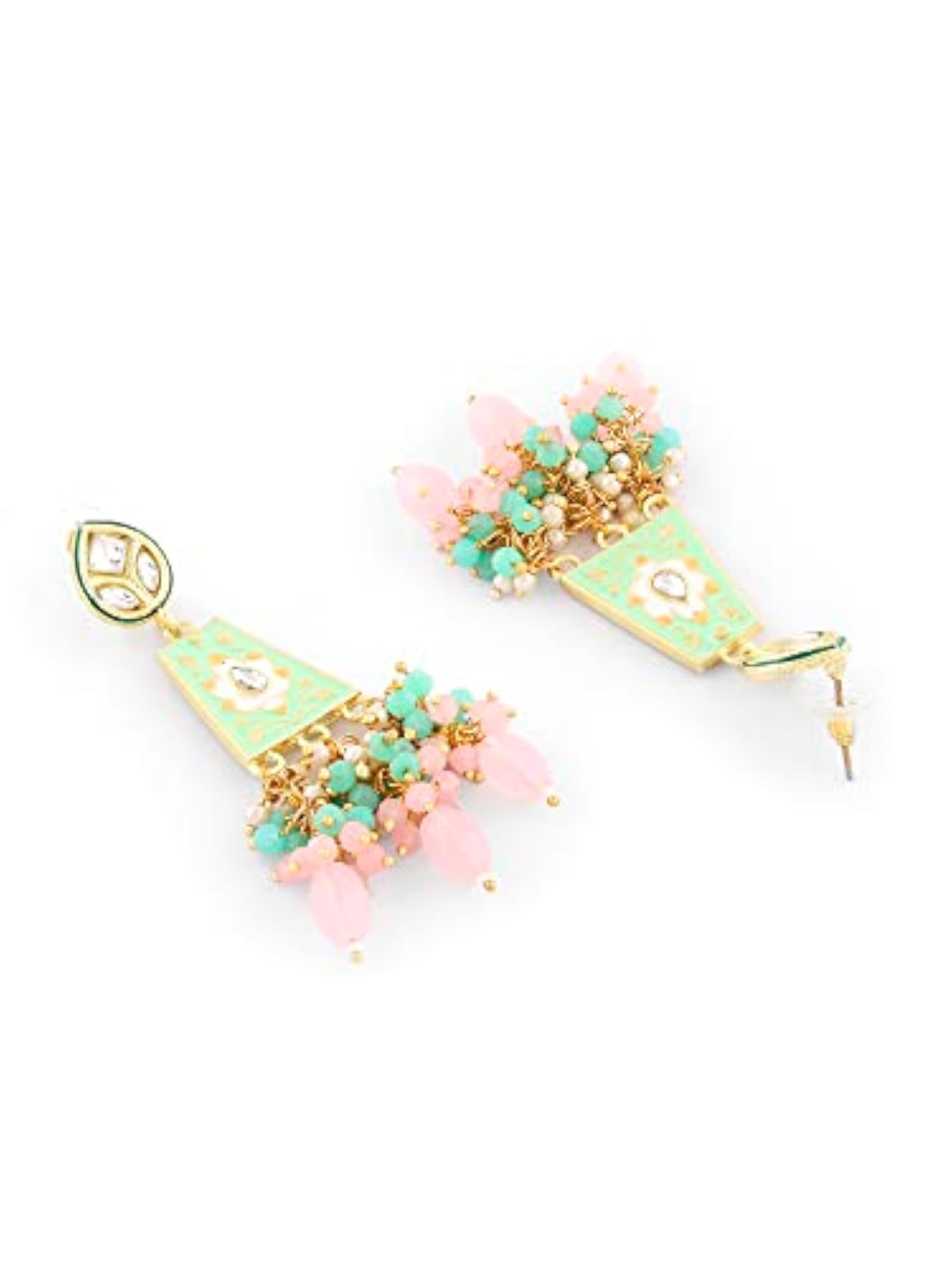 Meenakari Kundan & Cluster Crystal Drop Earring For Women