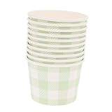MAGICLULU 10 Stück Papier Eisbecher Grüne Karopapier Schalen für Desserts Pudding und Snacks Einwegbecher für Geburtstagsfeiern Hochzeiten und und Recycelbar