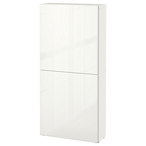 IKEA BESTA – Armario de pared con 2 puertas blanco/selsviken brillante/blanco