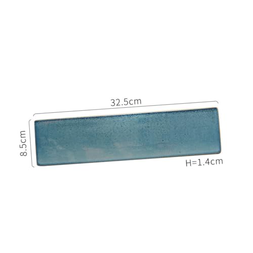 Plato rectangular de cerámica para sushi color azul miniatura 2