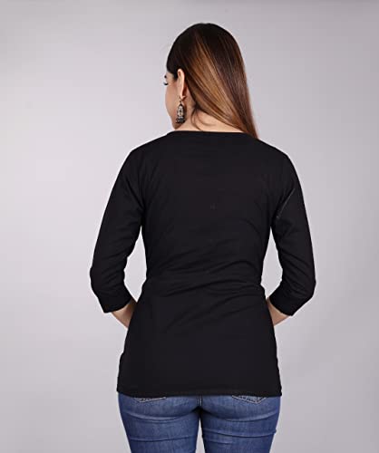 Image of Shiva Fab Short Kurti for Women | Embroidered Straight Rayon Kurta | Round Neck Full Sleeves Short Kurti for Women's