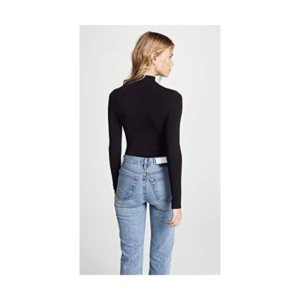 Yummie-Womens-Madelyn-Seamless-Bodysuit Yummie Women's Madelyn Mock Neck Long Sleeve Shaping Bodysuit Outlast® Seamless, Black, Small/Medium