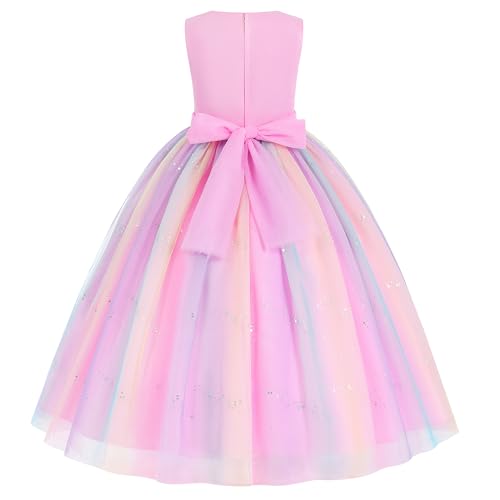 K-Acc Girls' Sleeveless Party Dress with Pearl Necklace - for Birthday, Flower Girl, Wedding and Special Occasion Party2