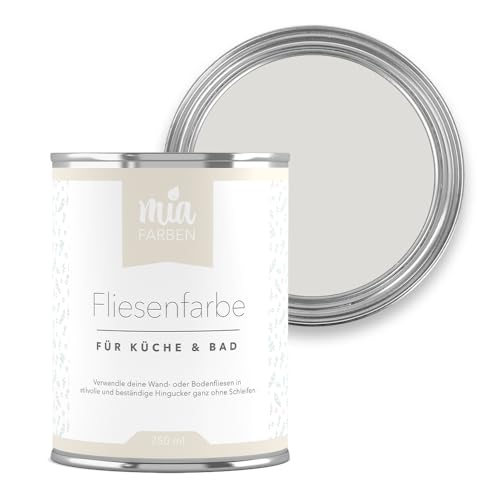 miafarben Fliesenfarbe ohne Schleifen Fliesenlack für Wand & Boden Bad & Küche hochdeckend matt wasserbasiert für Innen (Ruhiges Felslicht 750ml)
