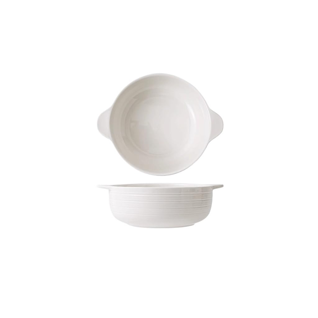 Miski do zupy ceramiczne podwójne ucho miska na zupę miska na makaron gospodarstwo domowe duża pojemność miska do zupy miska do pieczenia biała prosta duża miska miski obiadowe