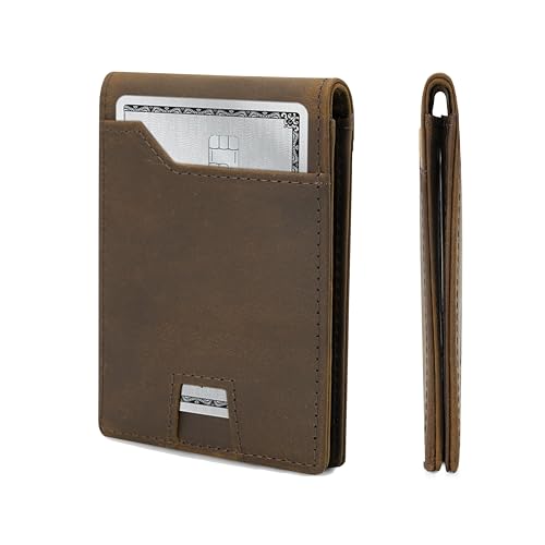 Leather Wallets For Men | A RFID Wallet For Men Designed to Securely Carry Your Essentials. Full-Grain Leather Slim Wallet, Small And Thin Italian Bifold Design (Brown)