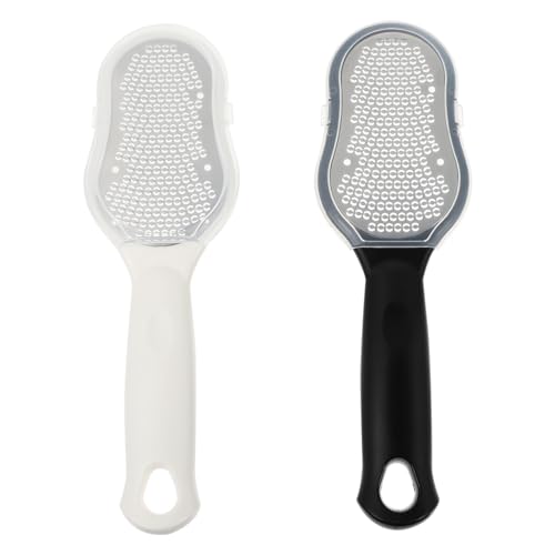TOYZFRIENDY 2 piezas Raspador de Acero Inoxidable para Pedicura con Tapa Removedor de Muerta para Pies Herramienta Ergonómica y Reutilizable para Cuidado Diario
