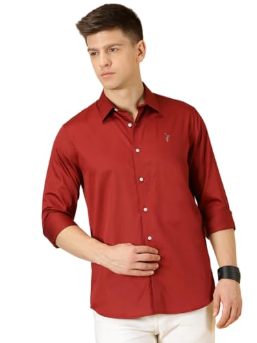 Image of Thomas Scott Men's | Solid | Full Sleeve | Slim Fit | Cotton Blend | Spread Collar | Casual Shirt