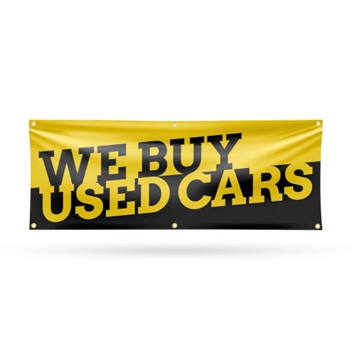 We Buy Used Cars Banner Sign 24 Inch x 72 Inch | 13 oz Vinyl with Metal Grommets | Heavy-Duty Single-Sided Outdoor Durable Printed High-Quality Weatherproof | Made in the USA