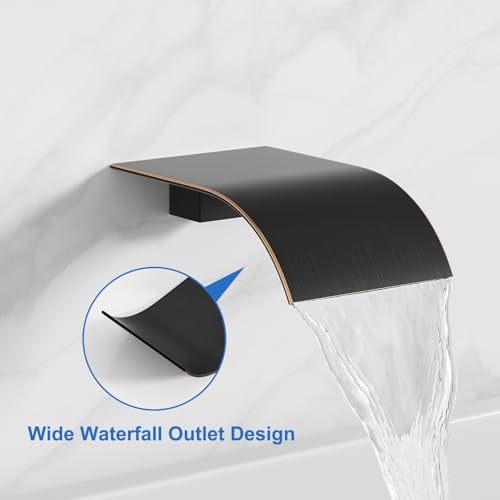 RUMOSE Grifo de Bañera Montado en Pared Cascada con Rociador Manual | Bronce, 2 en 1 Manual, Grifo Moderno para Bañera de Latón con Manija Única, Válvula de Alta Flujo miniatura 7