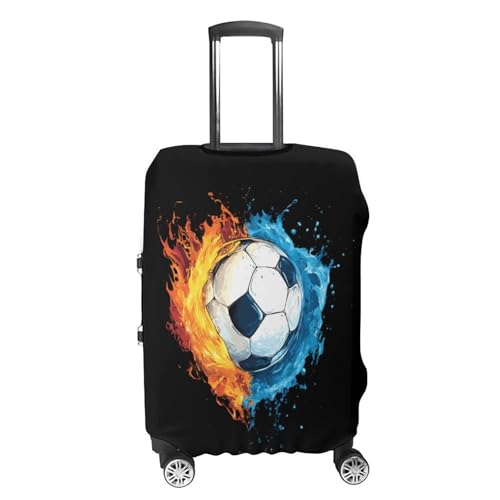 Water And Fire Soccer Ball Travel Luggage Cover for Suitcase 19-32 Inches Elastic Washable Baggage Protector4