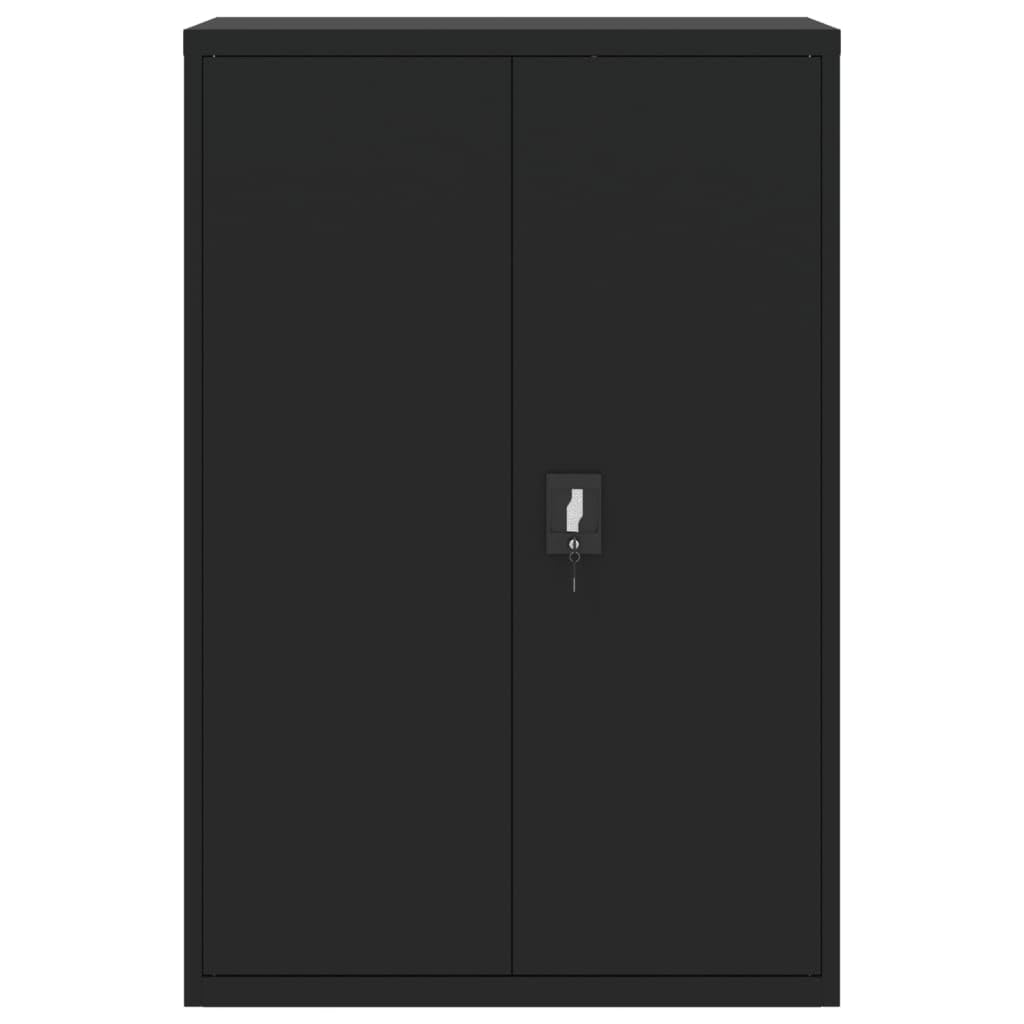 Generico Armadio Classificatore Nero 90x40x140 cm in Acciaio Verniciato a Polvere con 3 Ripiani Regolabili e Serratura per Ufficio Documenti