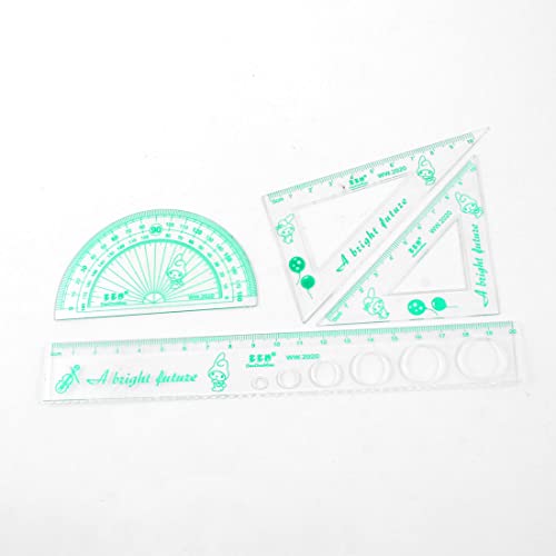 Estuche de reglas y transportador semicircular para estudiantes miniatura 1
