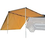 DANCHEL OUTDOOR Pull-Out Car Awning with Side Wall for Camping, Waterproof Retractable Roof Rack Awning Canopy for SUV//Truck/Van Khaki(6.5x9.8ft+9.8x6.5ft)